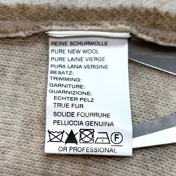 Geiger wool jacket, made in Austria, real fur trim, snap closures, tan & gray - Picture 12 of 13